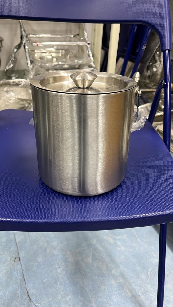 Silver Stainless Steel Double-Wall Ice Bucket - 1 ltr / 1.5 ltr