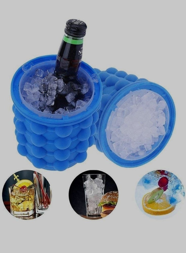 Blue Silic6 Silicone Ice Cube Bucket, For Home, Size: 13 X 13 X 13 Centimeters