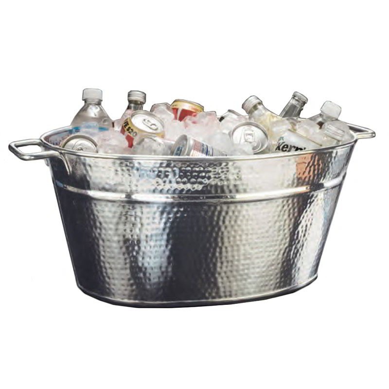Mirror Stainless Steel Hammered Beverage Party Tub, 25 Quarts