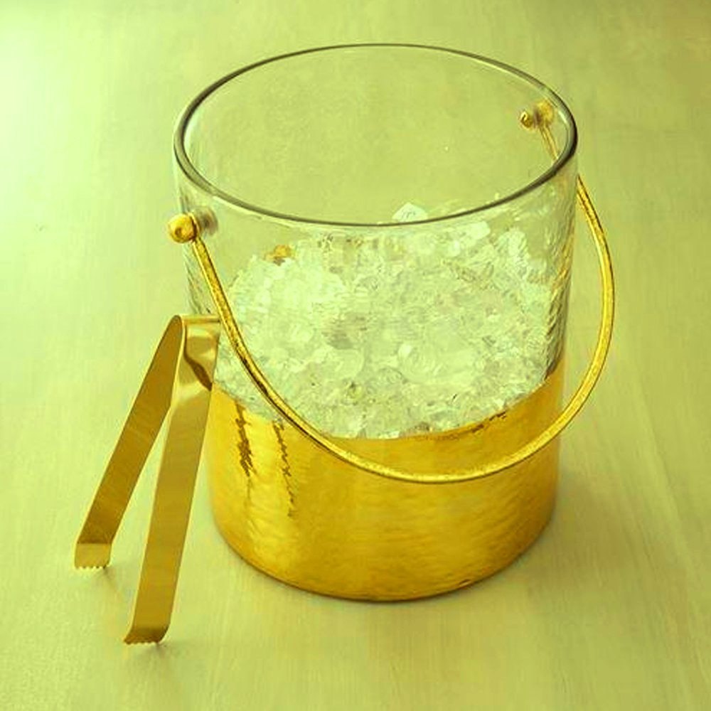 Golden Glass Ice Bucket, Size: 6x8inch