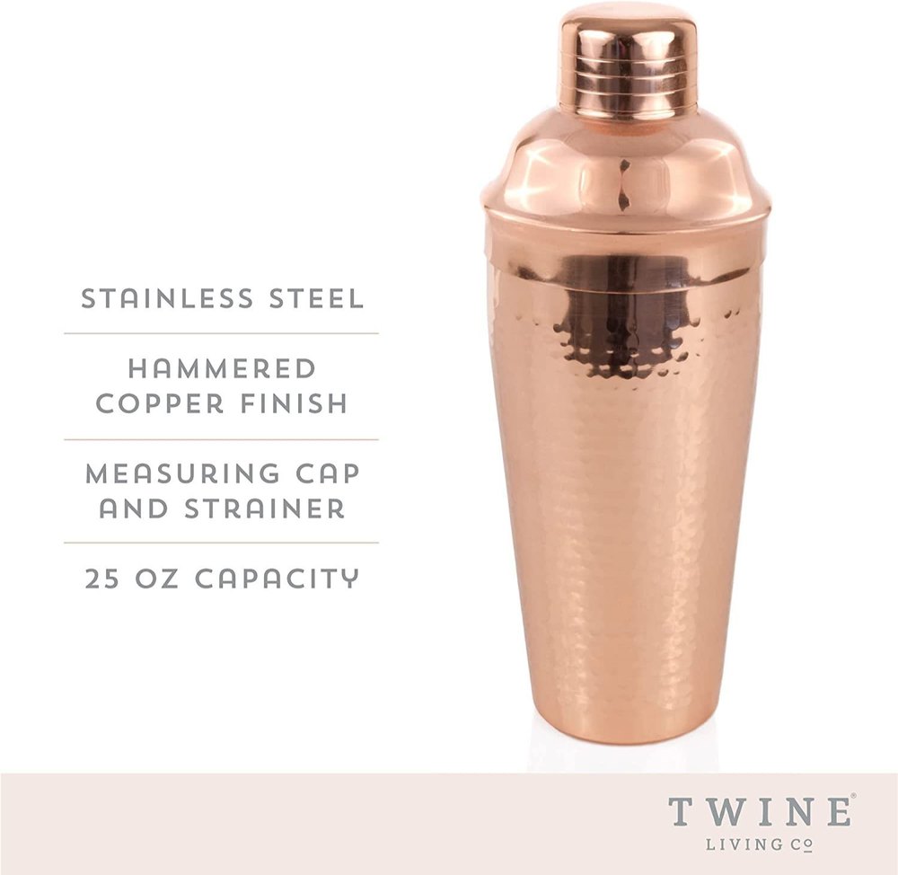 Stainless Steel Copper Coated Cocktail Shaker, Size: 25 CM