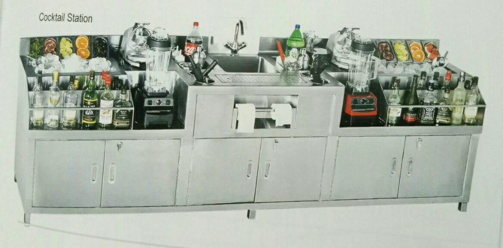 Stainless Steel COMMERCIAL BARS Bar Counter Cocktail Station, Packaging Type: Bulk, Size: 84X30X34+8
