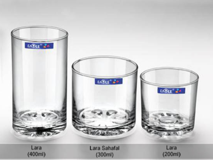 Transparent Lara Glass Tumbler 200ml, 350ml, 400ml For Restaurant