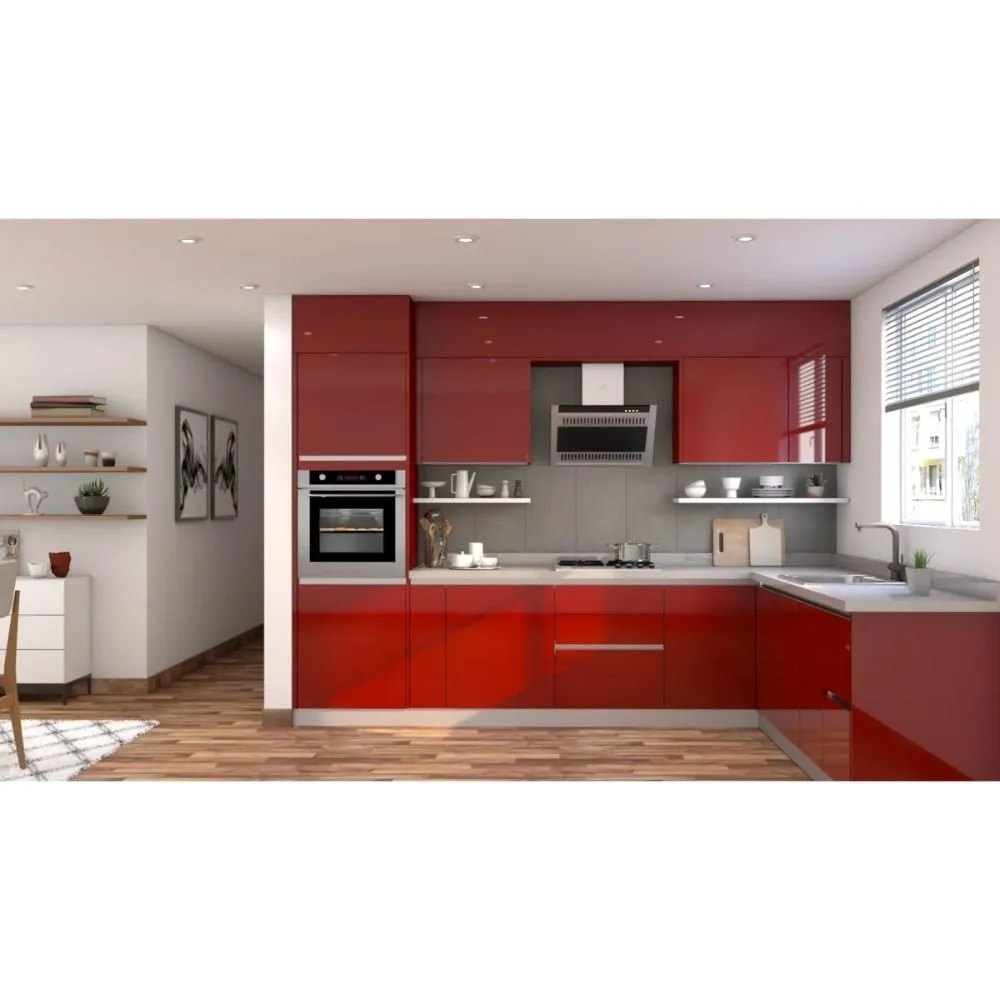 PVC L Shape Modular Kitchen, Warranty: 1 Year