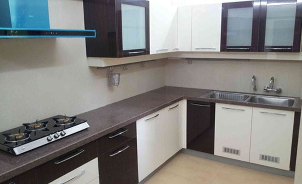 Modern Wooden L Shape Modular Kitchen