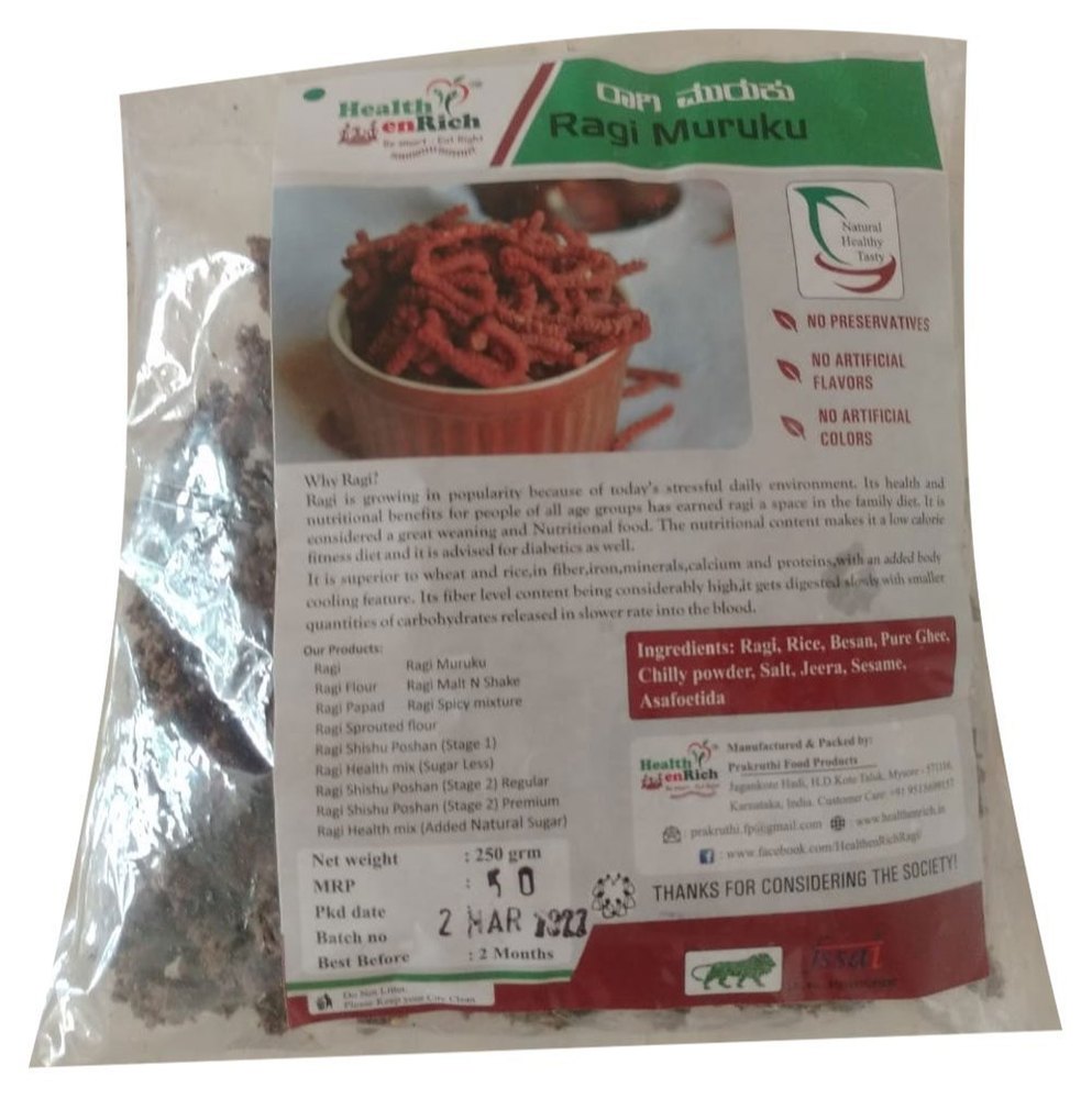 Health Enrich Ragi Murukku, Packaging Size: 250 G