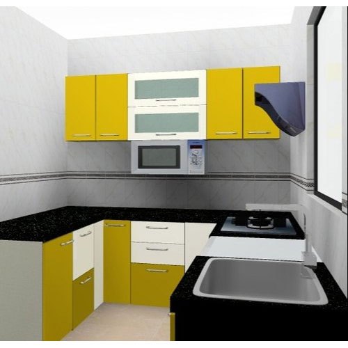 Classic U Shape PVC Modular Kitchen Designing Service
