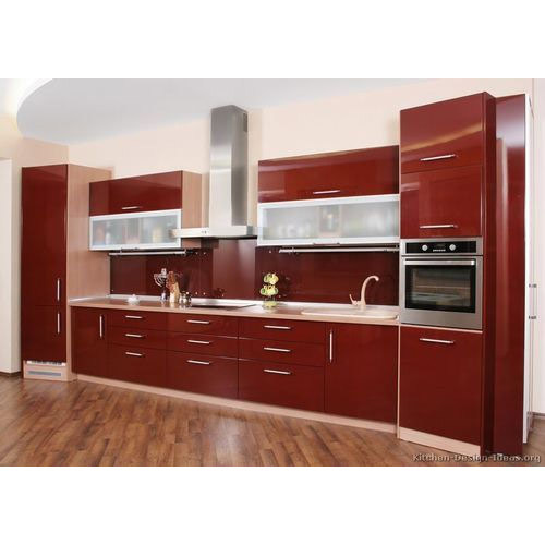 Modern Straight PVC Laminated Modular Kitchen