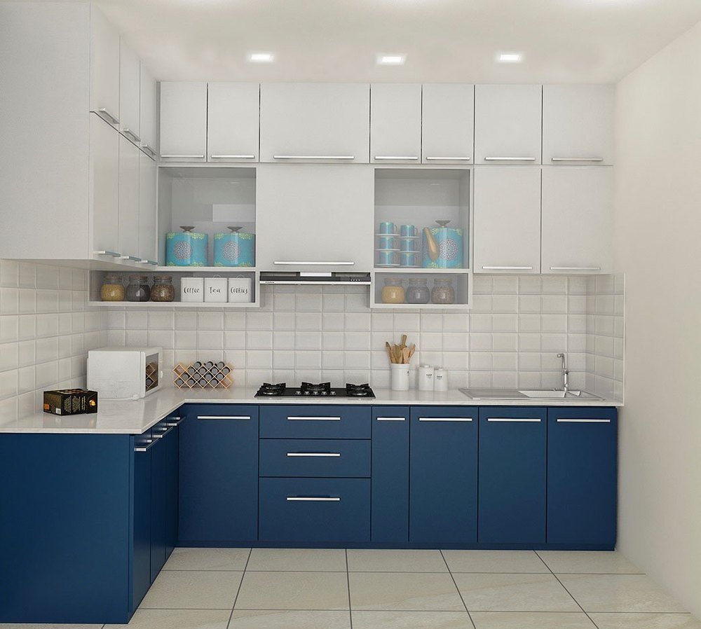 Modern Wooden L Shape Modular Kitchen