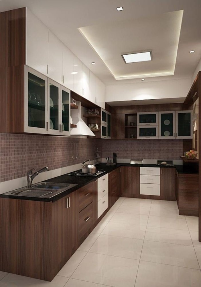 Wooden U Shape Modular Kitchen