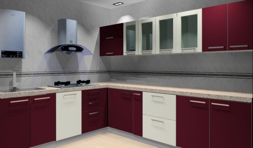 L Shape Laminated Modular Kitchen