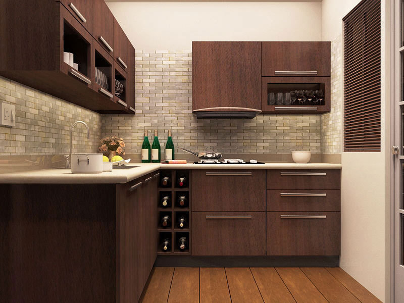 L Shape Wooden Modular Kitchen, Warranty: 1-5 Years
