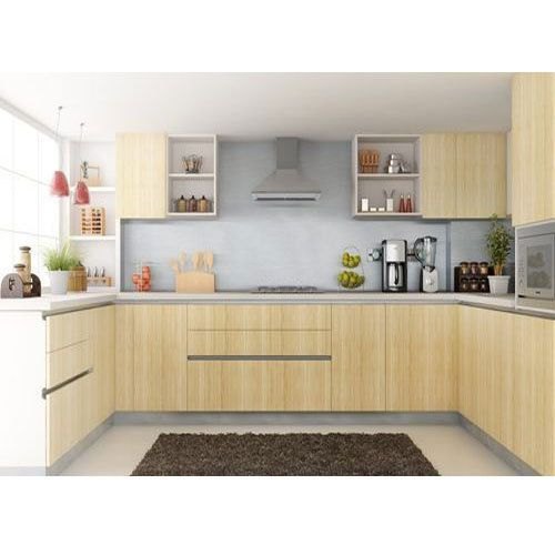 Wooden U Shape Modular Kitchen