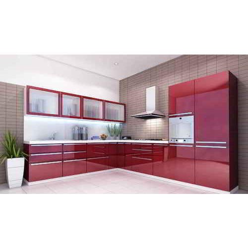 L Shape Acrylic Modular Kitchen