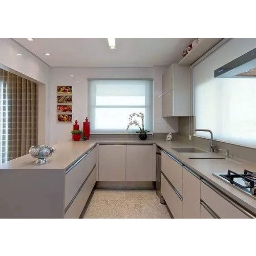 Modern U Shape Wooden Modular Kitchen, Base Unit Height: 720mm, Base Unit Depth: 580mm