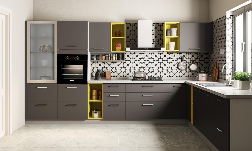 Modern Gray Italian Modular Kitchen