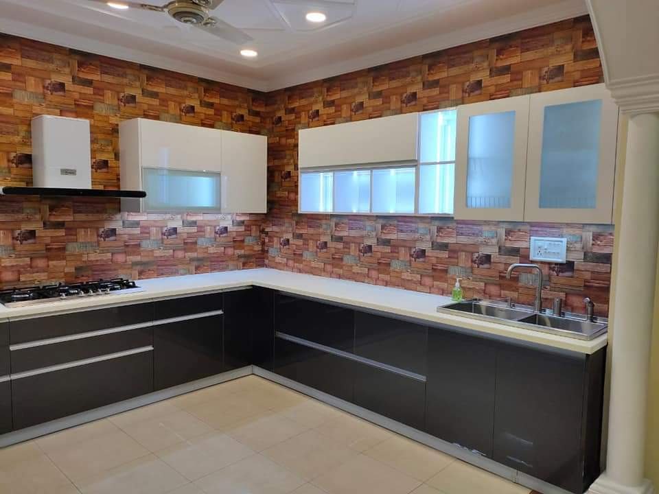 Modern L Shape Modular Kitchen, Work Provided: Wood Work & Furniture