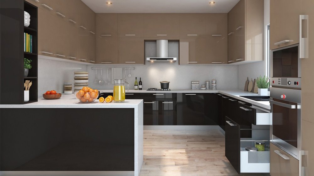 Residential G Shape Modular Kitchen, Warranty: 10-15 Years