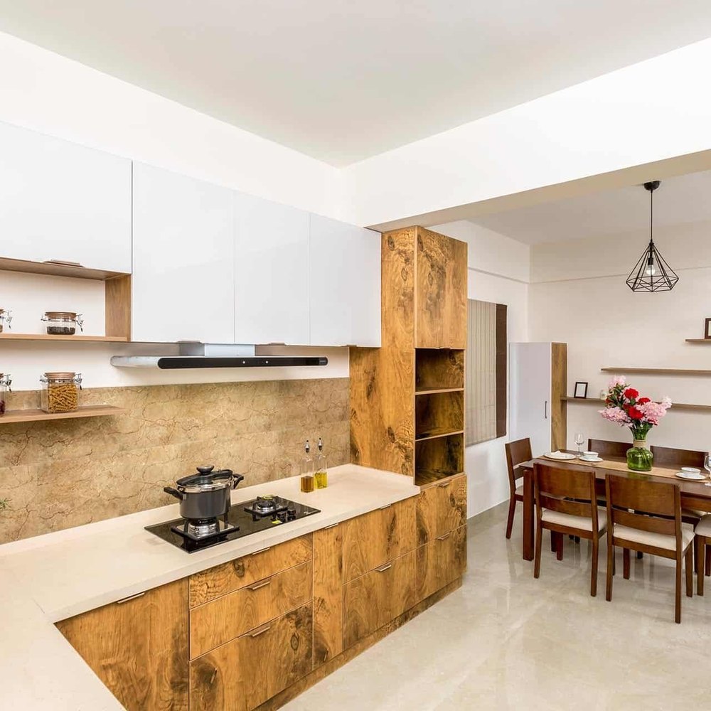 U-Shape Wooden Modern Kitchen