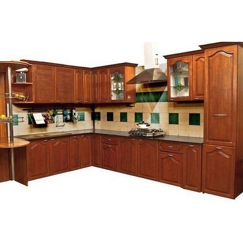 Wooden L Shape MDF Modular Kitchen