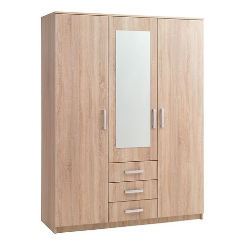 Brown Engineering wood 3 Door Designer Wardrobe, For Home