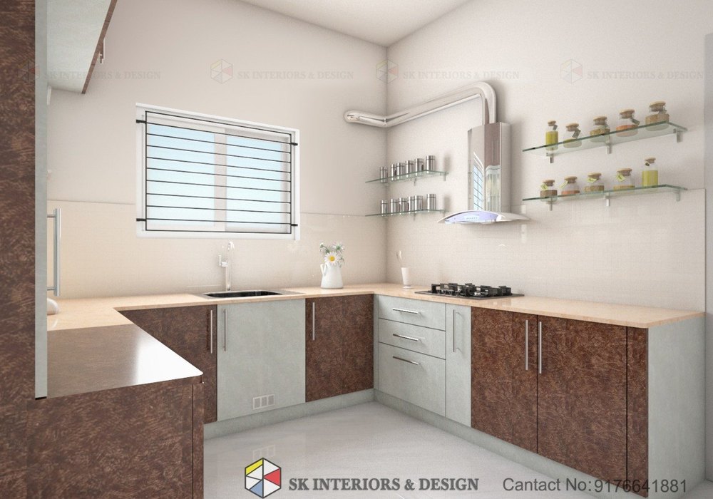 U Shape Wooden Modular Kitchen
