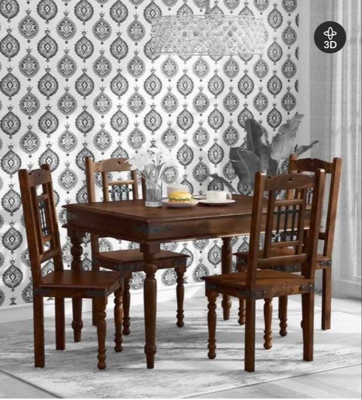 Wooden Rectangular 4 Seater Dining Table Set