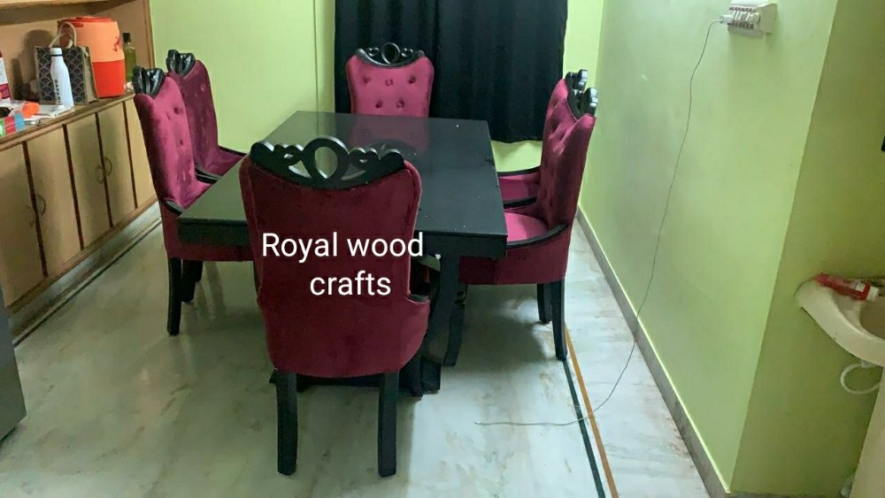 Premium Quality Of Teak Wood 6 Marble Top Dining Table