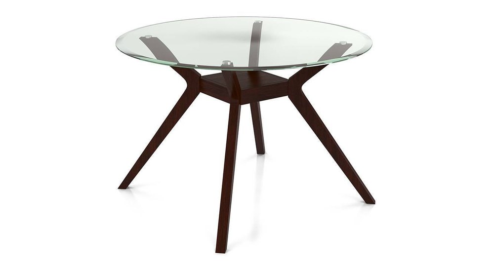 Walnut Dimensions: D48* 29.5 Four Seater Glass Top Round Dining Table