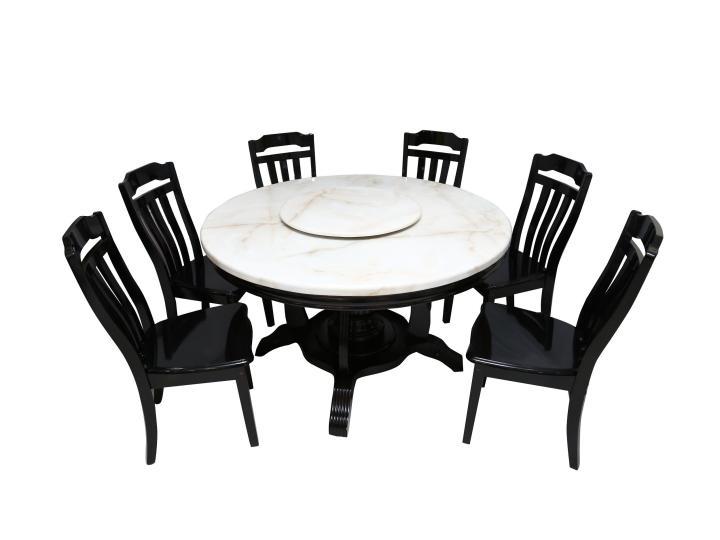 Mobel India Marble Crema Round Dining Table Set