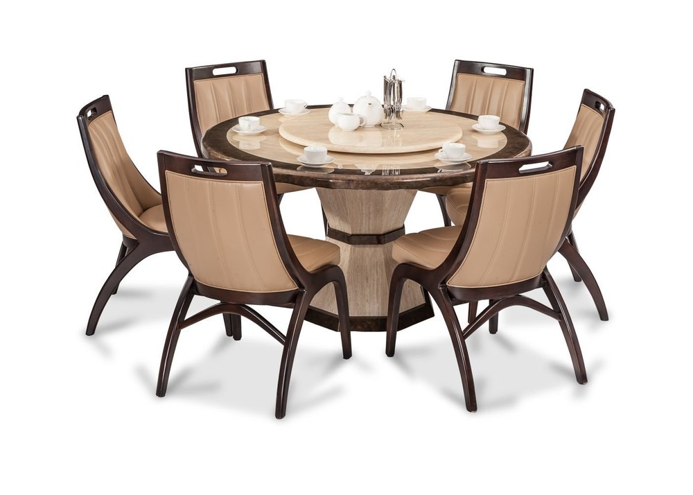Glass, Wooden Top Round Dining Table, Size: 30*48