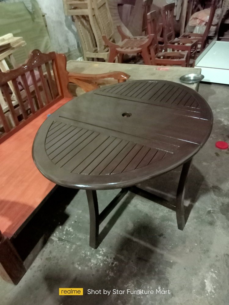 Round Wooden Folding Dining Table, 4 Seater