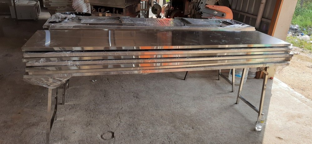 Rectangular Stainless steel Folding Dinning Table, 4 Seater