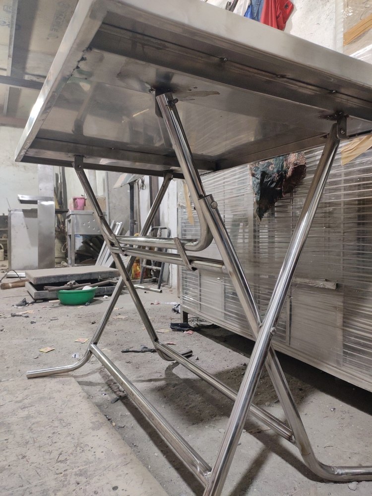 Polished Stainless Steel SS Folding Dining Table