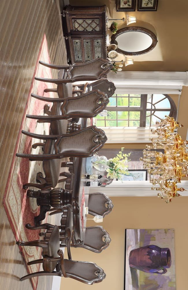 Rectangular NRW Wooden Hand Carved Dining Table Set Eight Seater