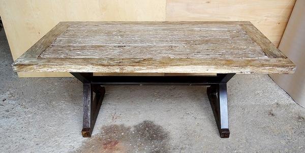 Rectangular Industrial Iron And Mango Wooden Table Distress Finish, Size: 60x30x30