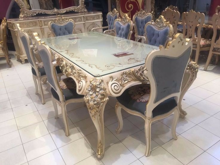 6 Seater Carved Wooden Dining Table, Size: 6x3.5ft