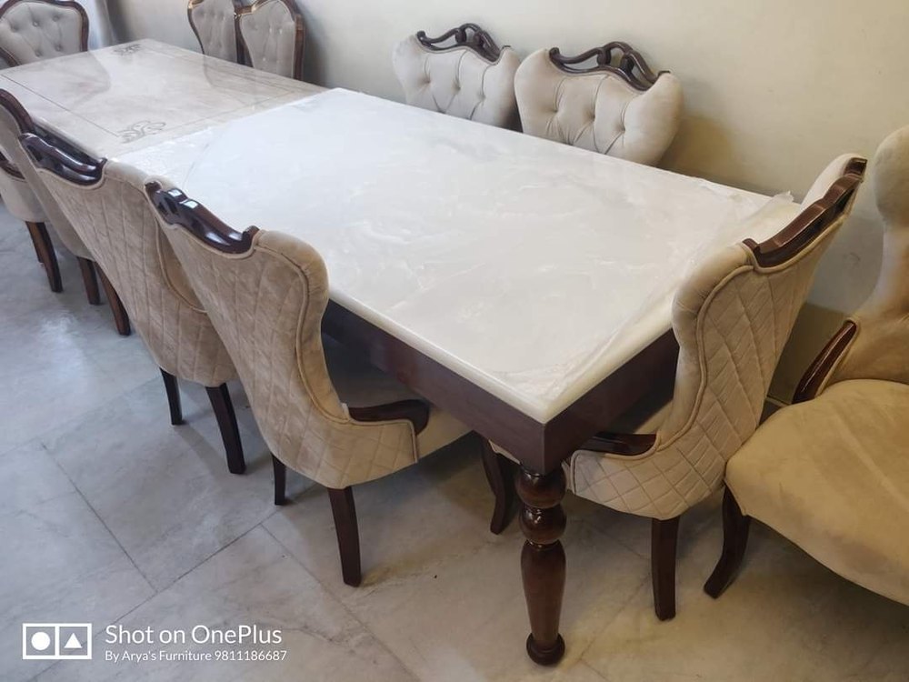 5 Seater Hand Carved Wooden Dining Table Set, For Home