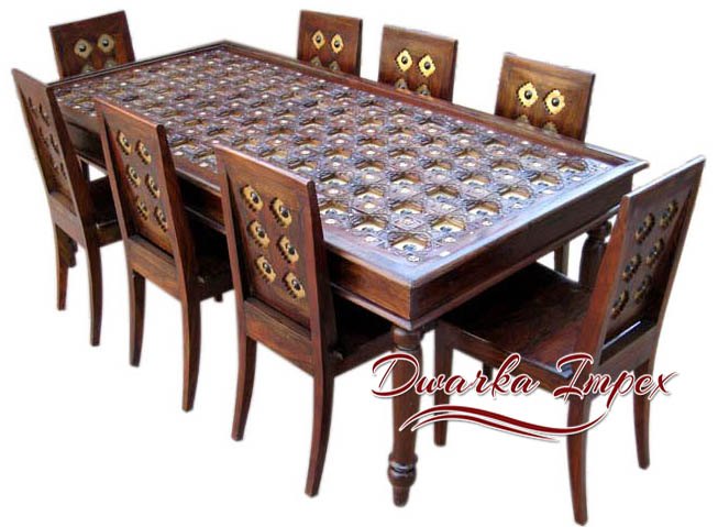 Dwarka Impex 1 Table, 8 Chair Wooden Dining Table Set, For Home, Size: 80l X 40w X 30h