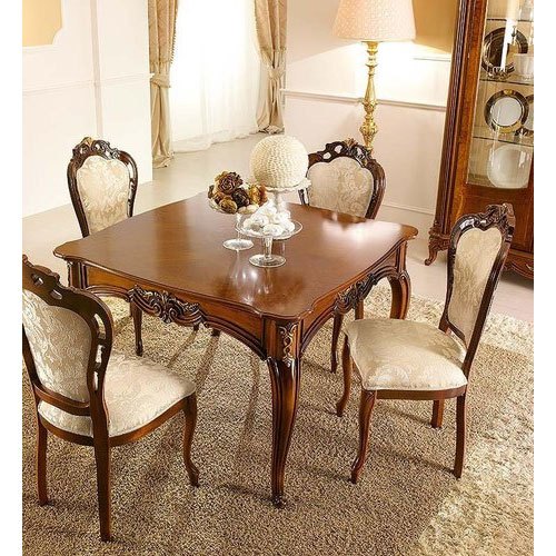 Star Teakwood 4 Seater Wooden Dining Table Set