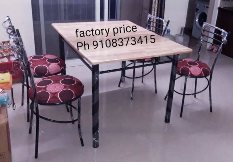 Rectangular Metal Dining Table Set, 4 Seater