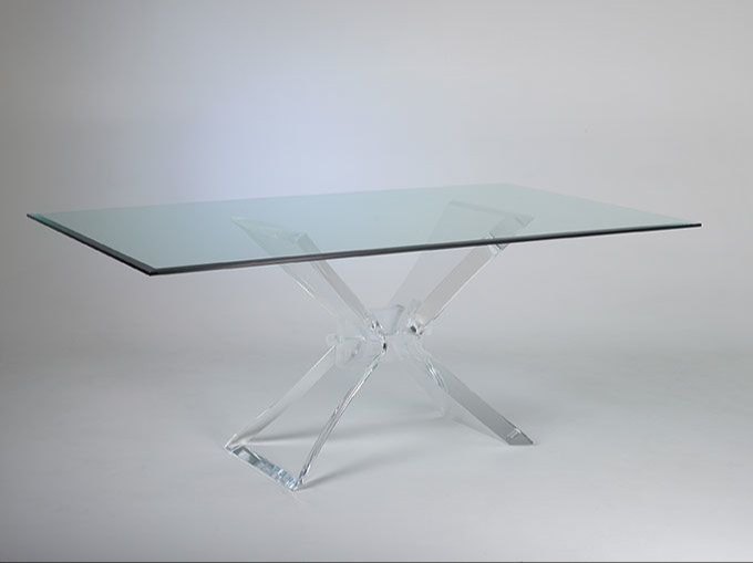 Transparent Polished Acrylic Rectangular Table