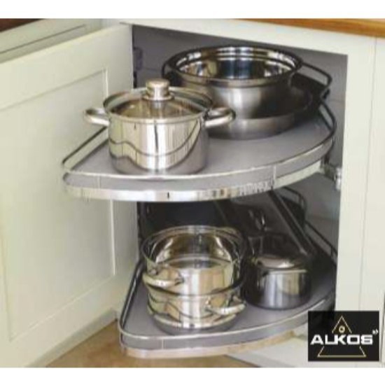 Alkos Steel Finish S Carousel Corner, For Kitchen