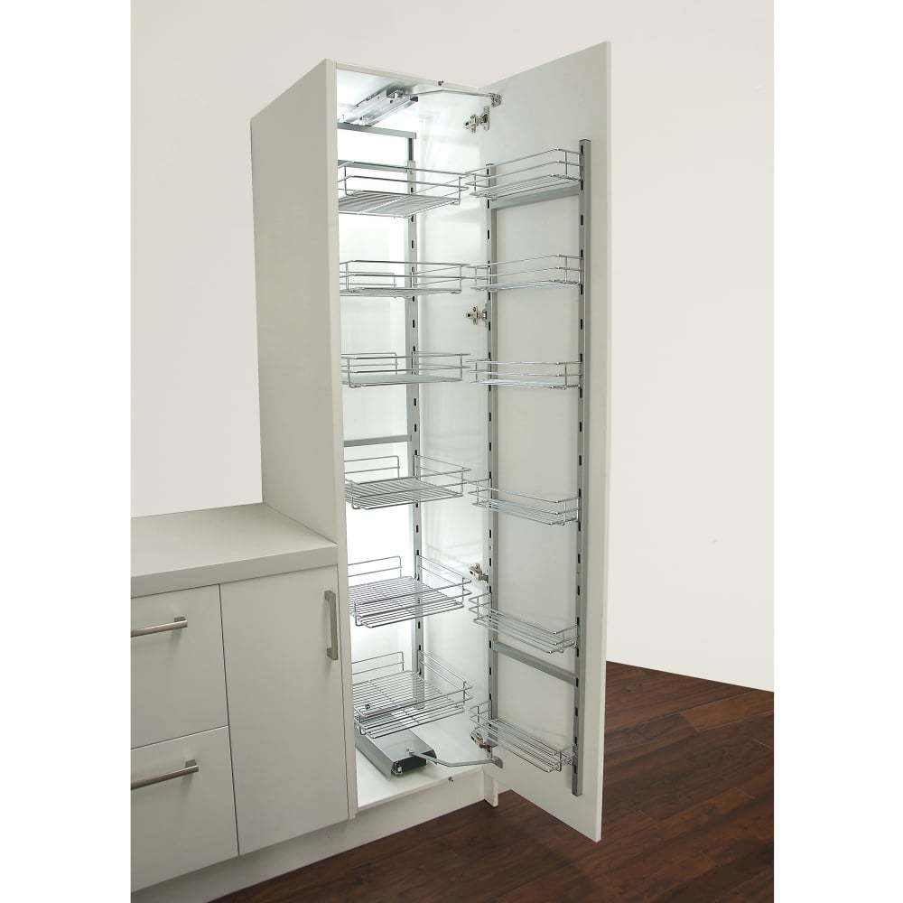Stainless Steel And Wooden Model Pantry Unit Tall Unit