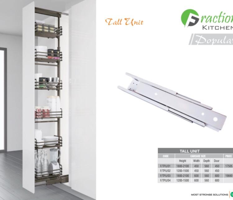 Stainless Steel White Modular Kitchen Tall Unit