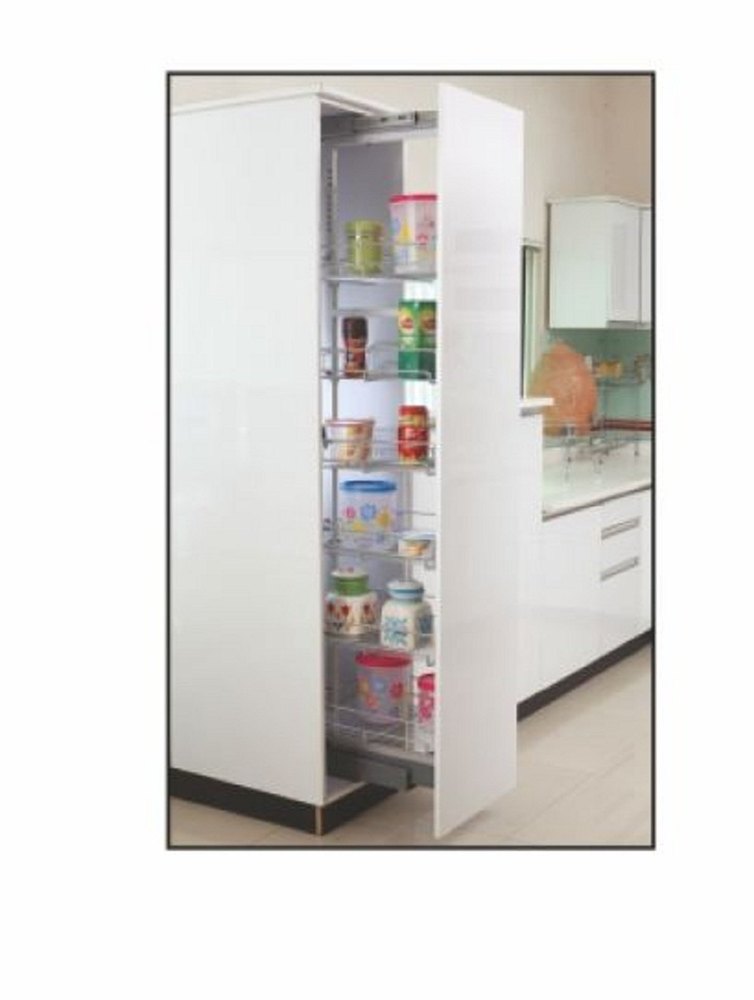 Stainless Steel White Kitchen Tall Unit