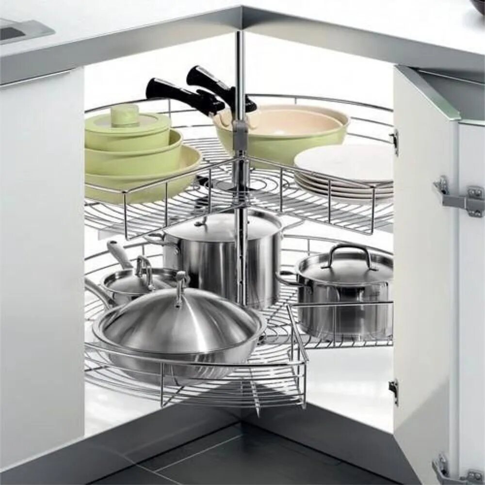 Stainless Steel Modern CP202 S-Carousel & Vento Magic Corner, Base Mounted