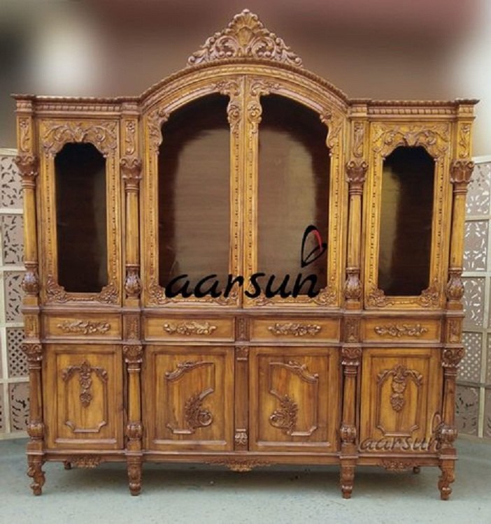 Aarsun Wooden Hand-Carved Kitchen Cabinet, For Home