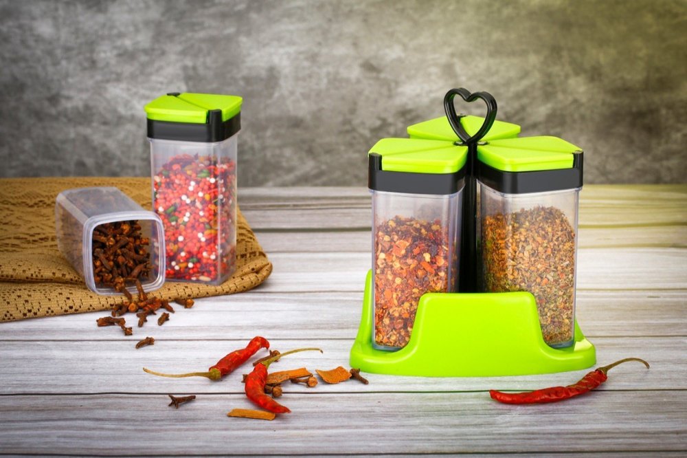Dimazo Kitchenware Multicolor Plastic Spice Rack Jar Set