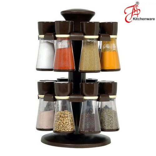 AS Kitchenware Plastic 16 Jar Revolving Spice Rack, For Kitchen, Size: 3 Inch